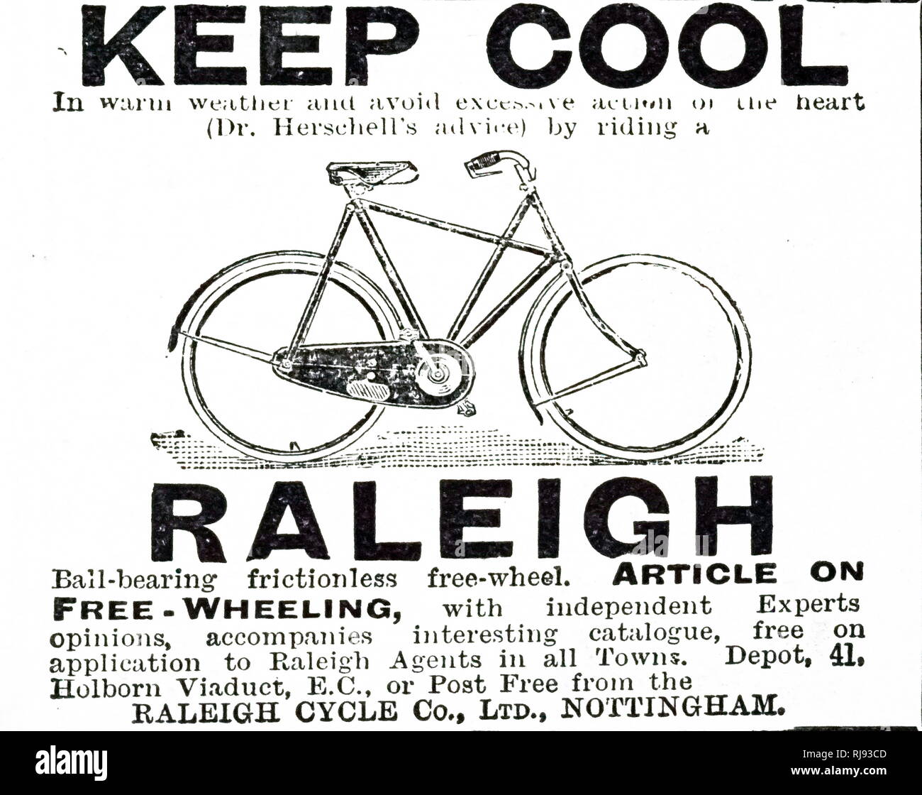 Eine Werbung für Raleigh Zyklen. Vom 20. Jahrhundert Stockfoto