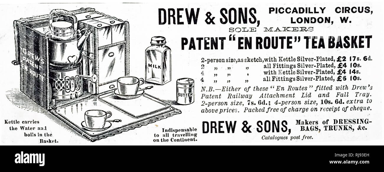 Eine Werbung für eine Tee- und Wasserkocher. Vom 19. Jahrhundert Stockfoto