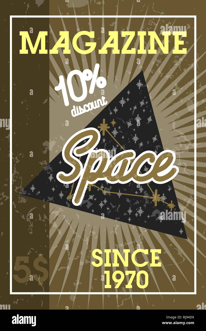 Farbe vintage Platz Banner. Kosmos Entdeckung und Erforschung Poster. Stock Vektor