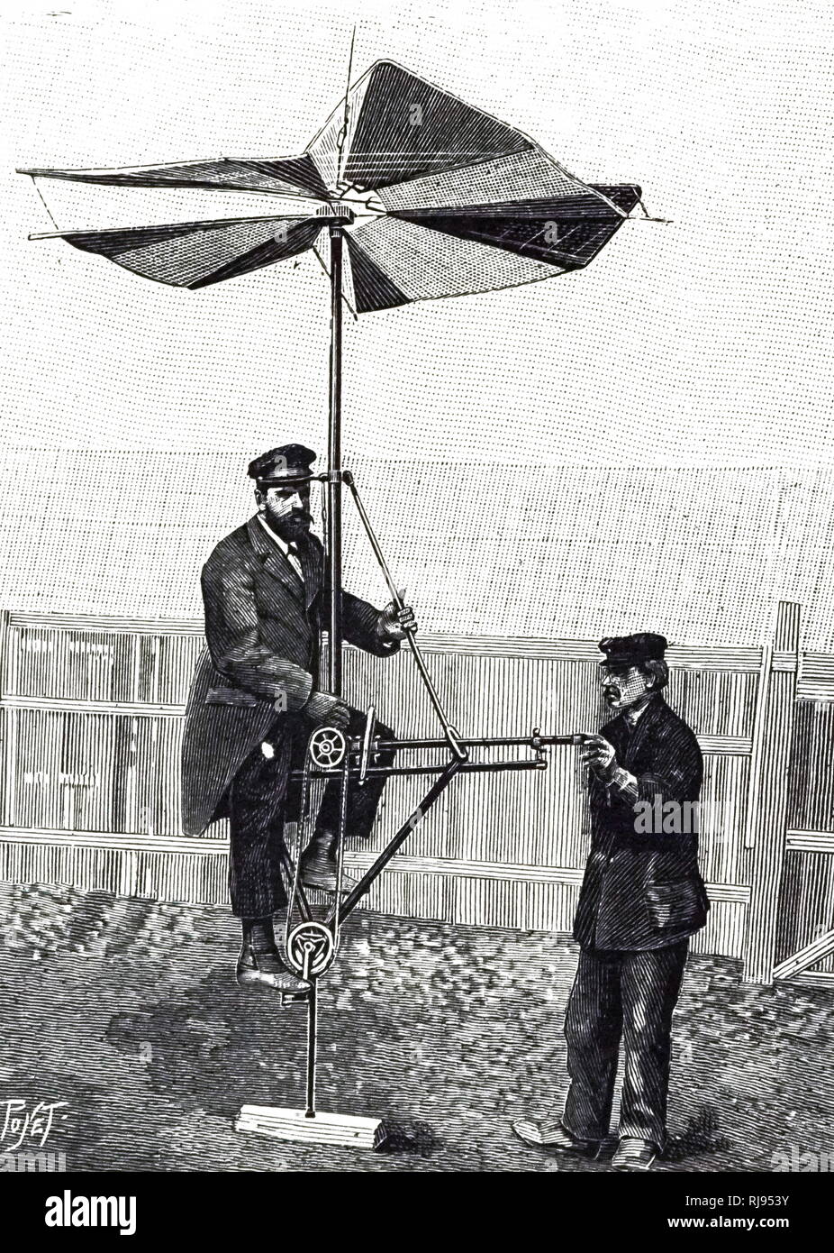 Ein kupferstich mit der Darstellung eines Pedals angetriebene Hubschrauber,  von Robert H. Goddard konzipiert. Robert H. Goddard (1882-1945), ein  amerikanischer Ingenieur, Professor, Physiker und Erfinder. Vom 20.  Jahrhundert Stockfotografie - Alamy