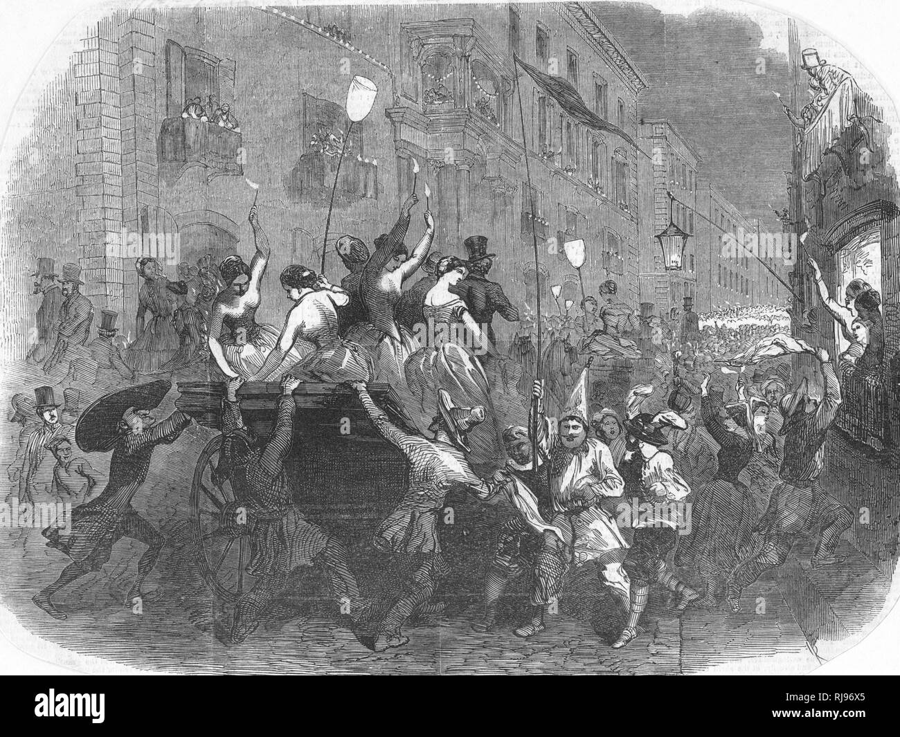 Römischer Karneval bei Nacht Stockfoto
