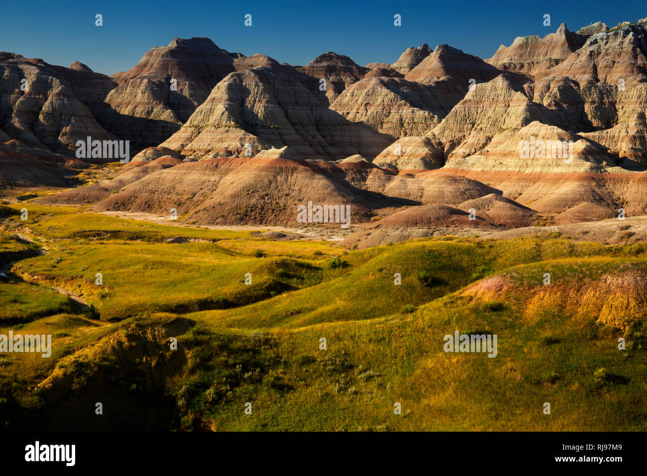 Erodieren Texturen der Badlands National Park South Dakota, Buffalo Gap Grasland Stockfoto