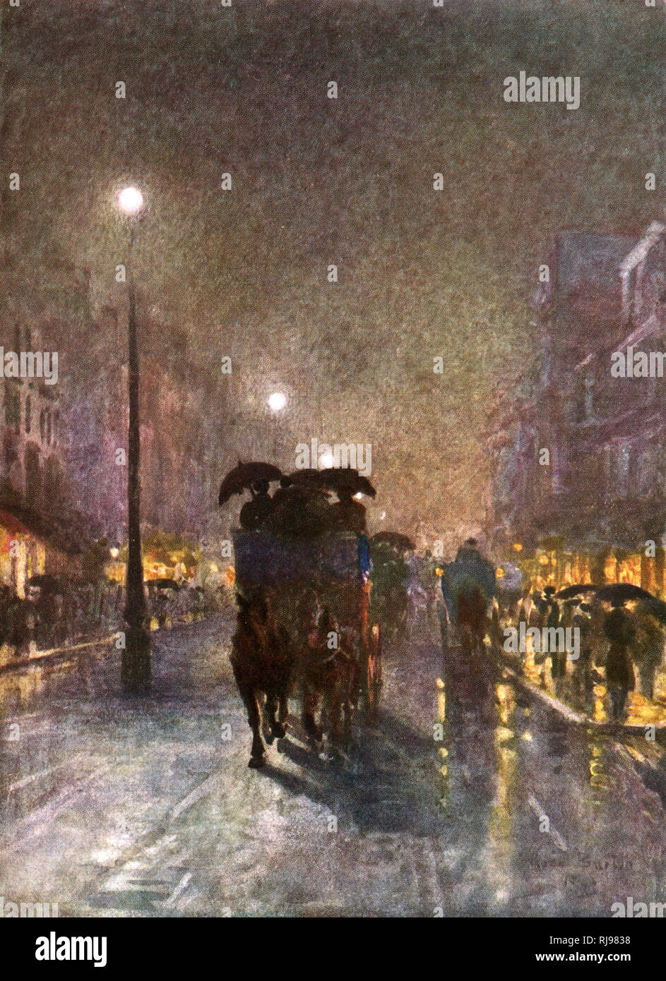 LONDONER BUSSE BEI NACHT Stockfoto