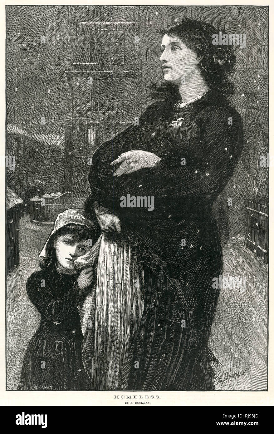 Obdachlose Mutter und Kind 1876 Stockfoto