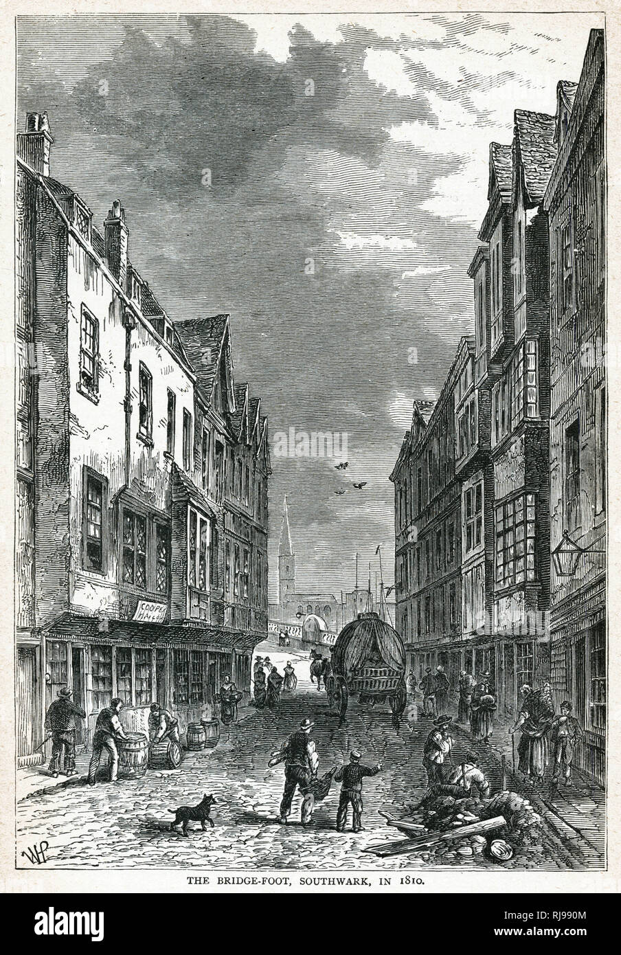 Brückenfuß, Southwark 1810 Stockfoto