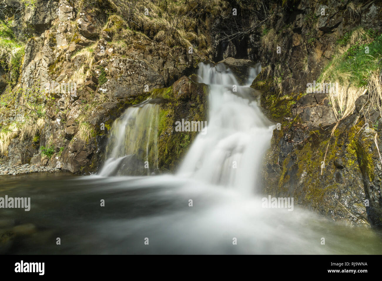 Insel, Skaftafell Nationalpark, Ringstraße, kleiner Wasserfall Stockfoto