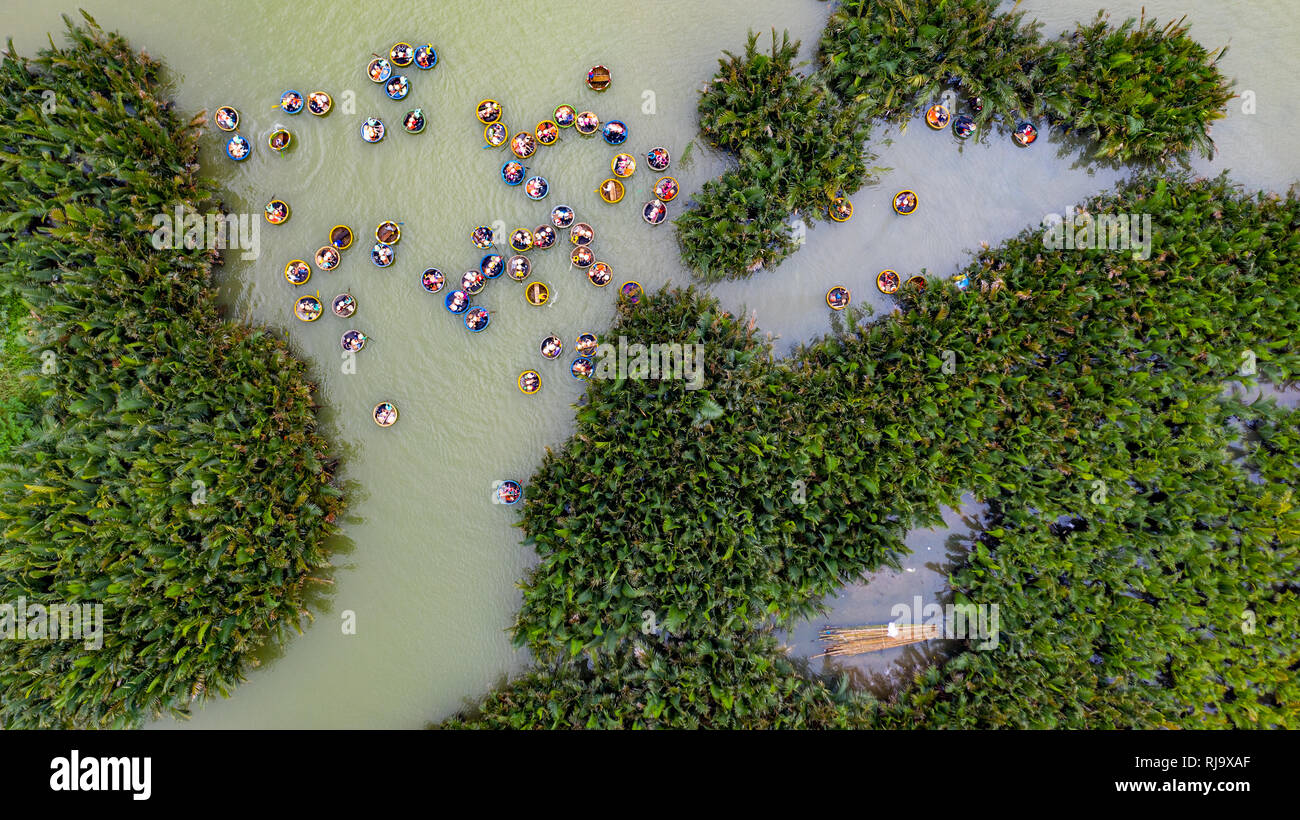 Warenkorb Boot oder Coracle tour, Hoi An, Vietnam Stockfoto