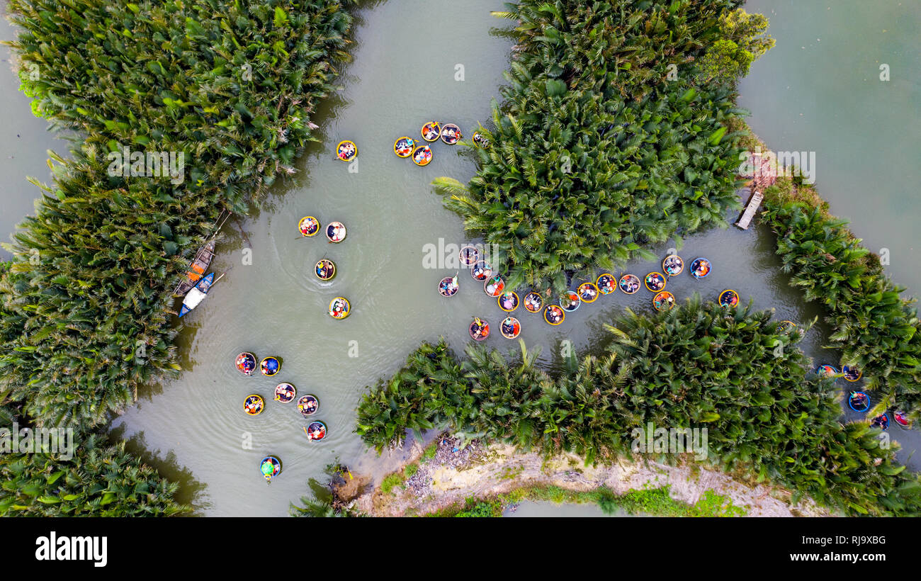 Warenkorb Boot oder Coracle tour, Hoi An, Vietnam Stockfoto