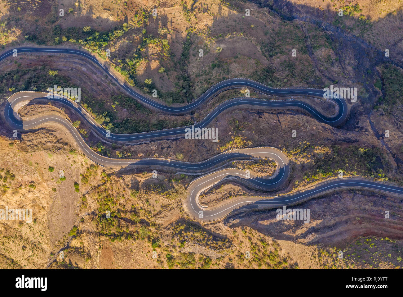 Luftaufnahme der Bergstraßen, in der Nähe von Simian Berge, Äthiopien Stockfoto