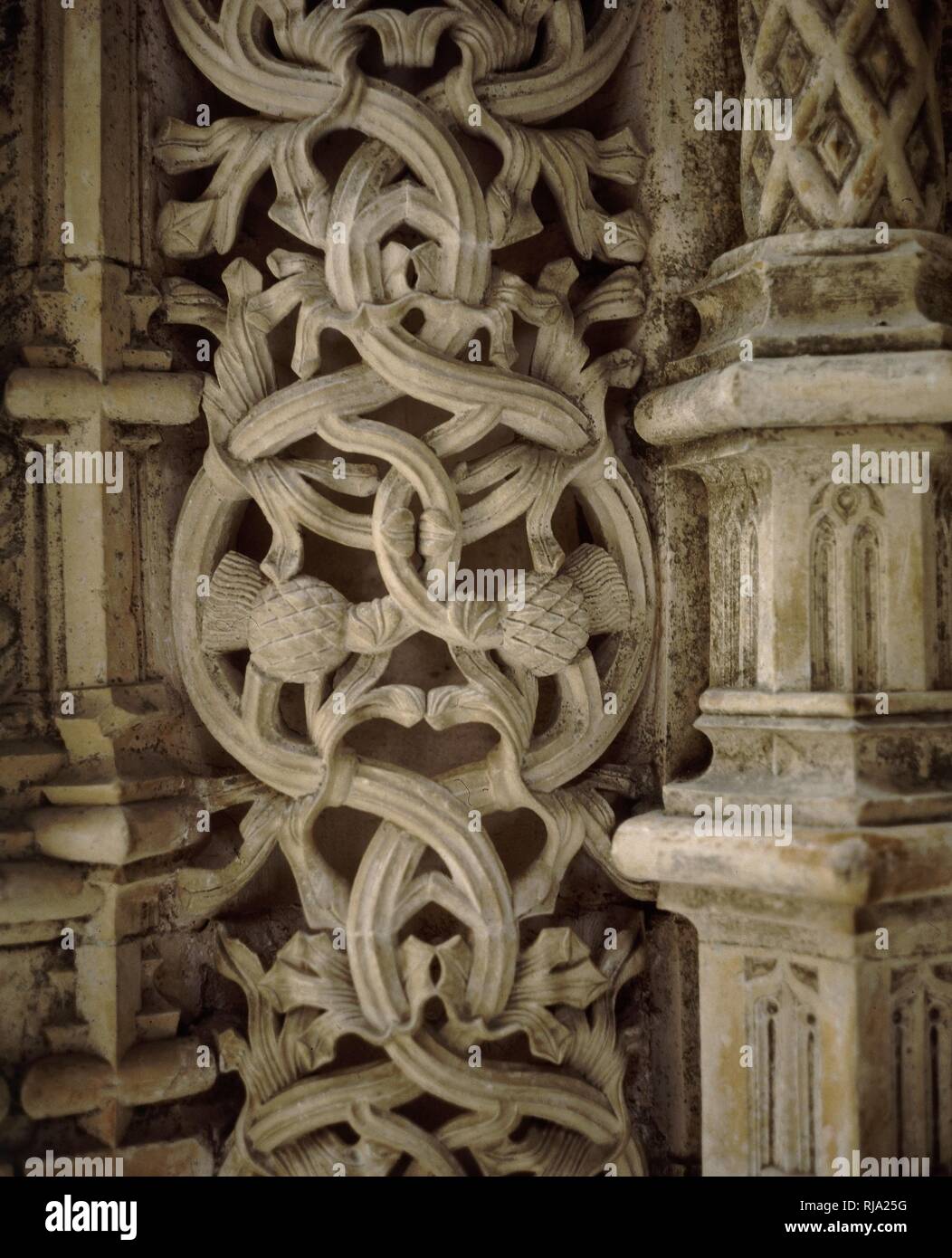 CLAUSTRO REAL - las mejores GOTICO. Lage: MONASTERIO DE SANTA MARIA DE LA VICTORIA. BATALHA. PORTUGAL. Stockfoto