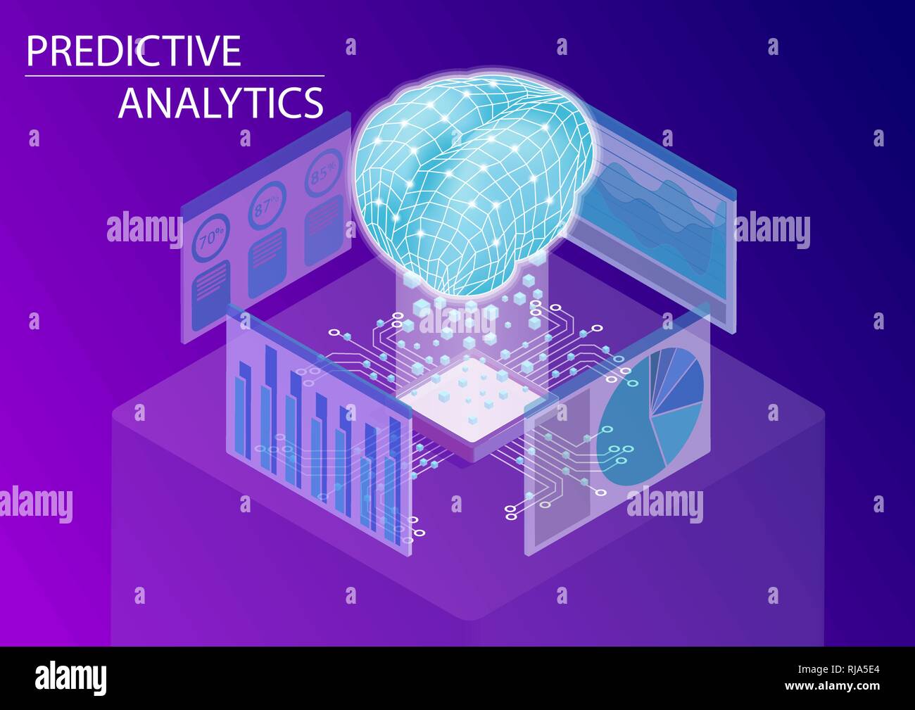 Predictive Analytics und Business Analyse Konzept. 3d-isometrische Vector Illustration. Stock Vektor