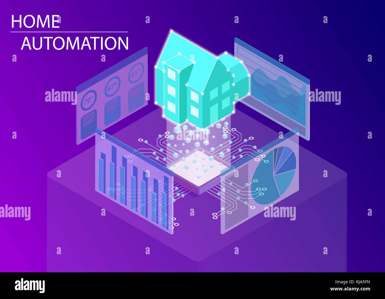 Home Automation und Analyse Konzept. 3d-isometrische Vector Illustration. Stock Vektor