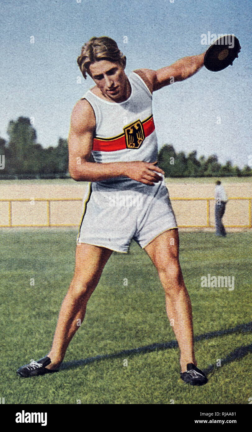 Foto von wolrad Eberle (1908 - 1949) Abschluss im Zehnkampf bei den Olympischen Spielen 1932. Er wurde Dritter im Zehnkampf für Deutschland. Stockfoto