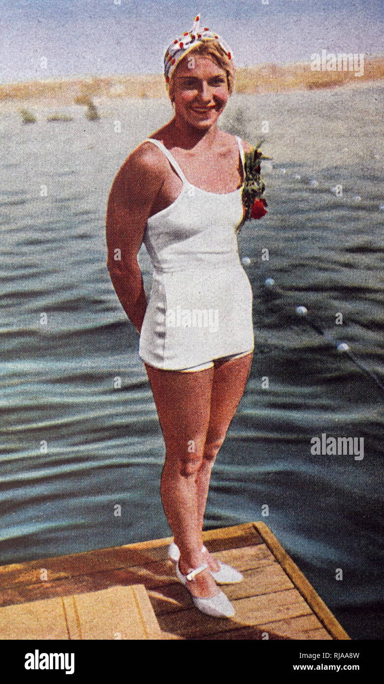 Foto von Dorothy Poynton-Hill (1915 - 1995) aus den USA an den Olympischen Spielen 1932. Dorothy war ein US-amerikanischer Taucher, an der 1928, 1932 und olympischen Sommerspielen 1936 konkurrierte. Stockfoto