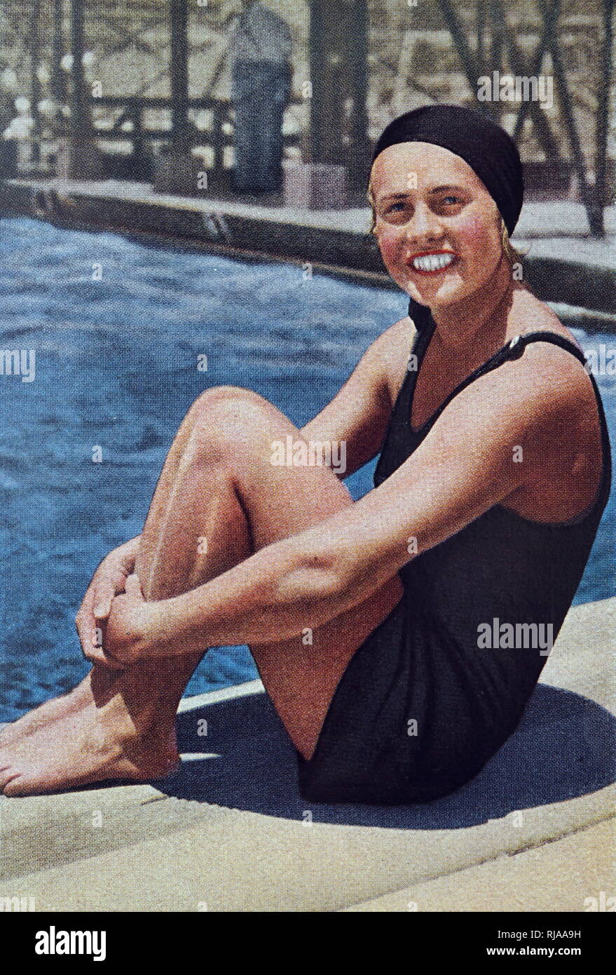 Foto von 'Miss Olympia" Ingeborg Sjoquist (1912 - 2015), war ein schwedischer Schwimmer bei den Olympischen Spielen 1932. Sie drehte sich um 100 im April 2012 und war der weltweit ältesten lebenden Olympian aus dem Tod des Guo Jie. Stockfoto