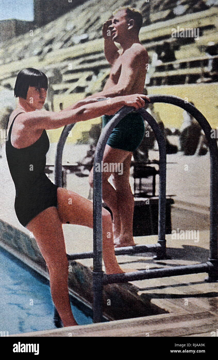 Foto von Olga Jordan (1913-2000) einem Deutschen Taucher an der 1932 olympischen Spiele. Stockfoto