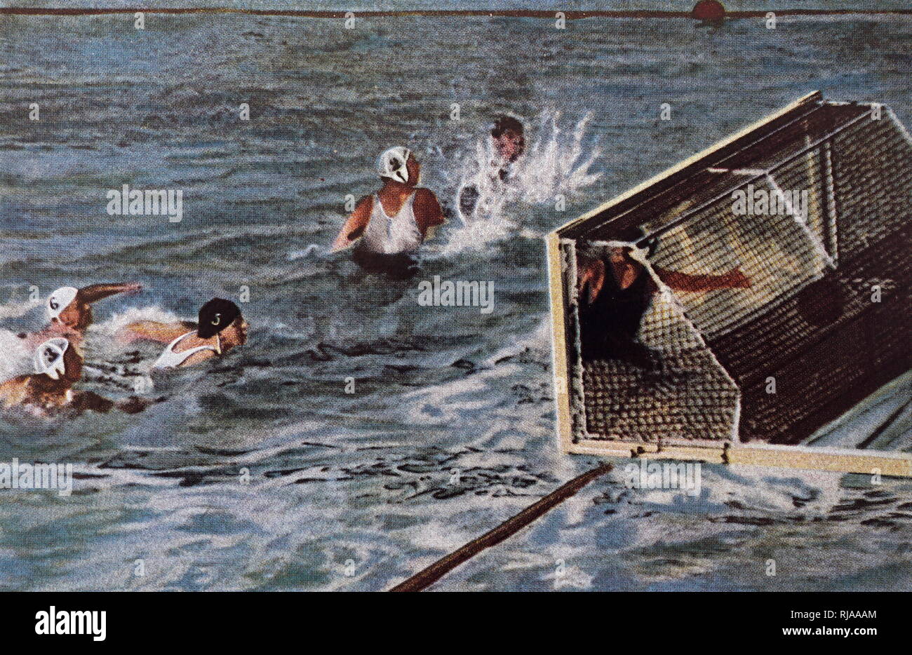 Foto von Amerika Vs. Deutschland im Wasserball bei den Olympischen Spielen 1932. Sie zogen 4-4 am 13.08.2008 9. Stockfoto