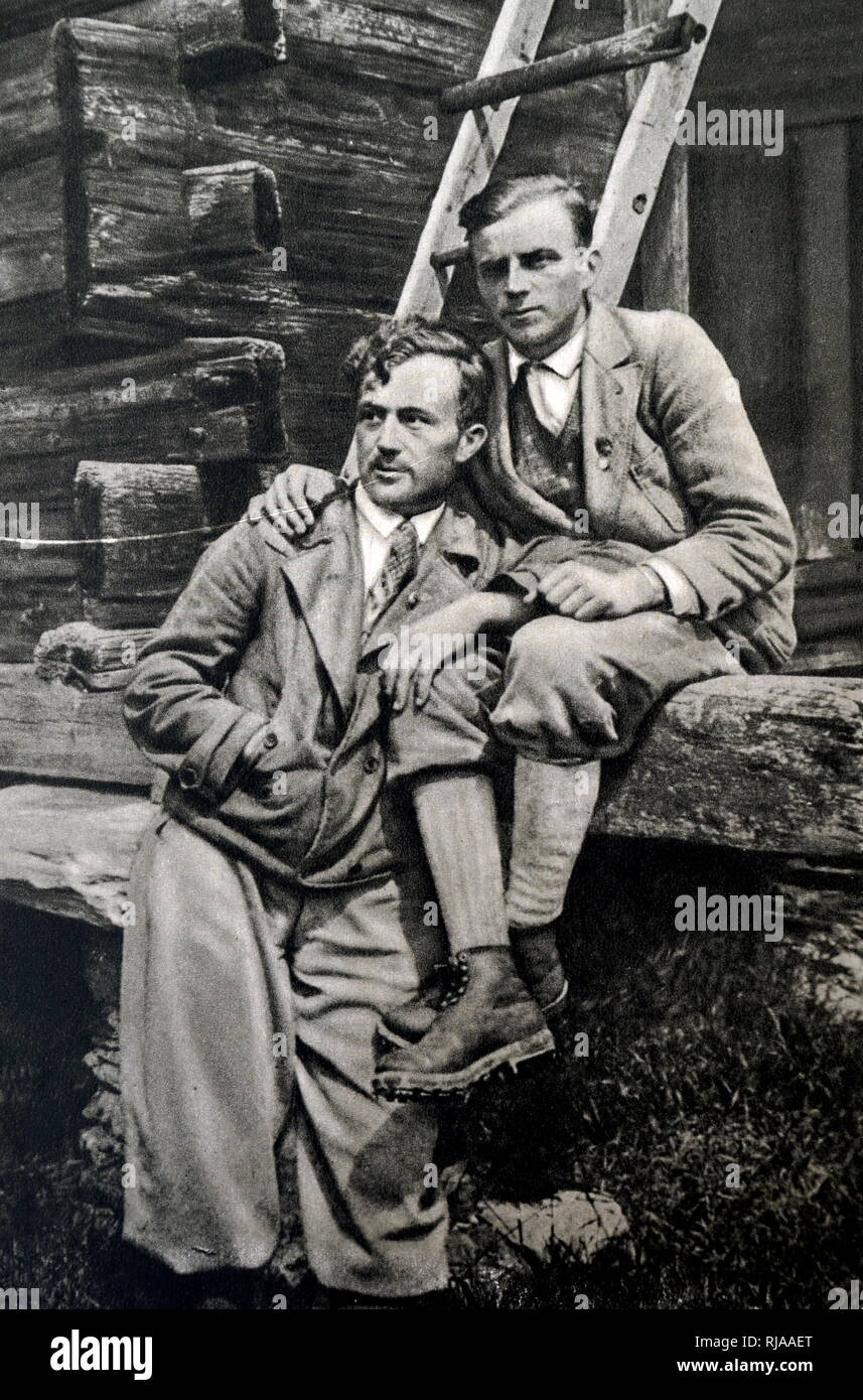 Foto von deutschen Brüdern Franz und Toni Schmid an den Olympischen Spielen  1932. Franz und Tony Schmidt erhielt die Olympischen Alpine Preis für ihre  'Erstbegehung der Nordwand des Matterhorns Stockfotografie - Alamy