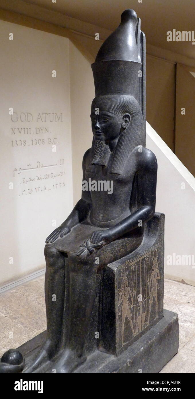 Statue des Gottes Atum der Gottheit des Per-Tem (Haus des Atum") in Pitom im östlichen Delta. 18. Dynastie 1308 v. Chr. Stockfoto
