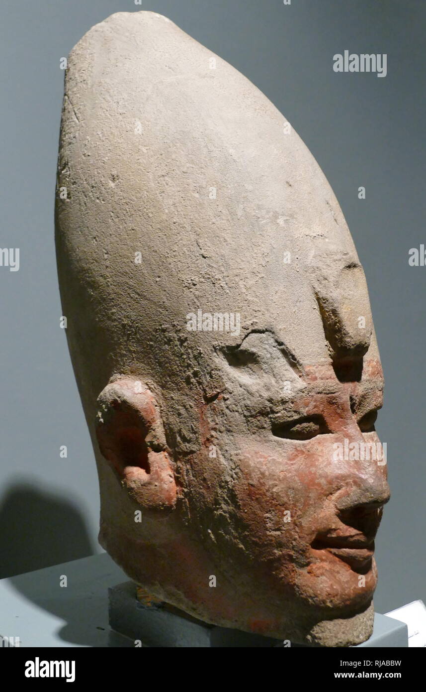 Malte Sandstein Leiter des Amenhotep I., der zweite Pharao der 18. Dynastie in Ägypten. Seine Herrschaft ist im Allgemeinen von 1526 bis 1506 v. Chr. datiert. Stockfoto