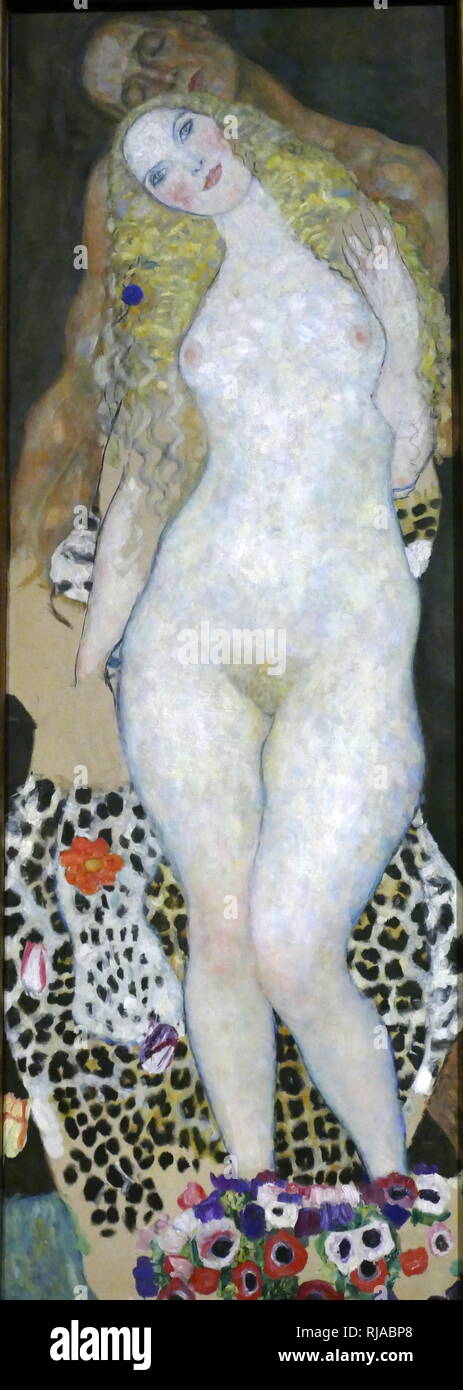 Adam und Eva, 1917. Adam und Eva (unvollendet). Öl auf Leinwand von Gustav Klimt. 1917-18 Stockfoto