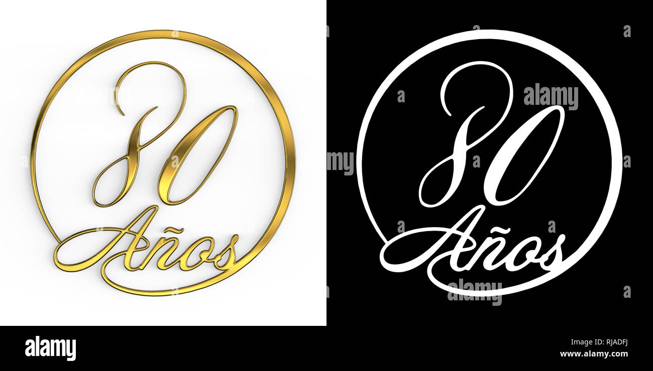 Spanisch 80 Anzahl Jahre (80 Jahre) in einem Kreis, Ansicht von oben