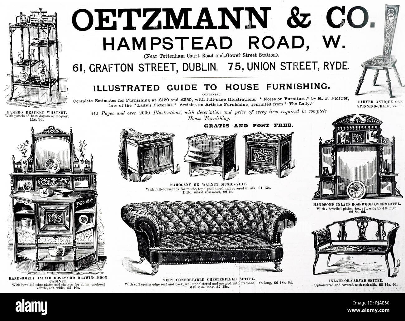 Jahrhundert Werbung, für 'Oetzmann&Co', Möbel; England; 1895 Stockfoto