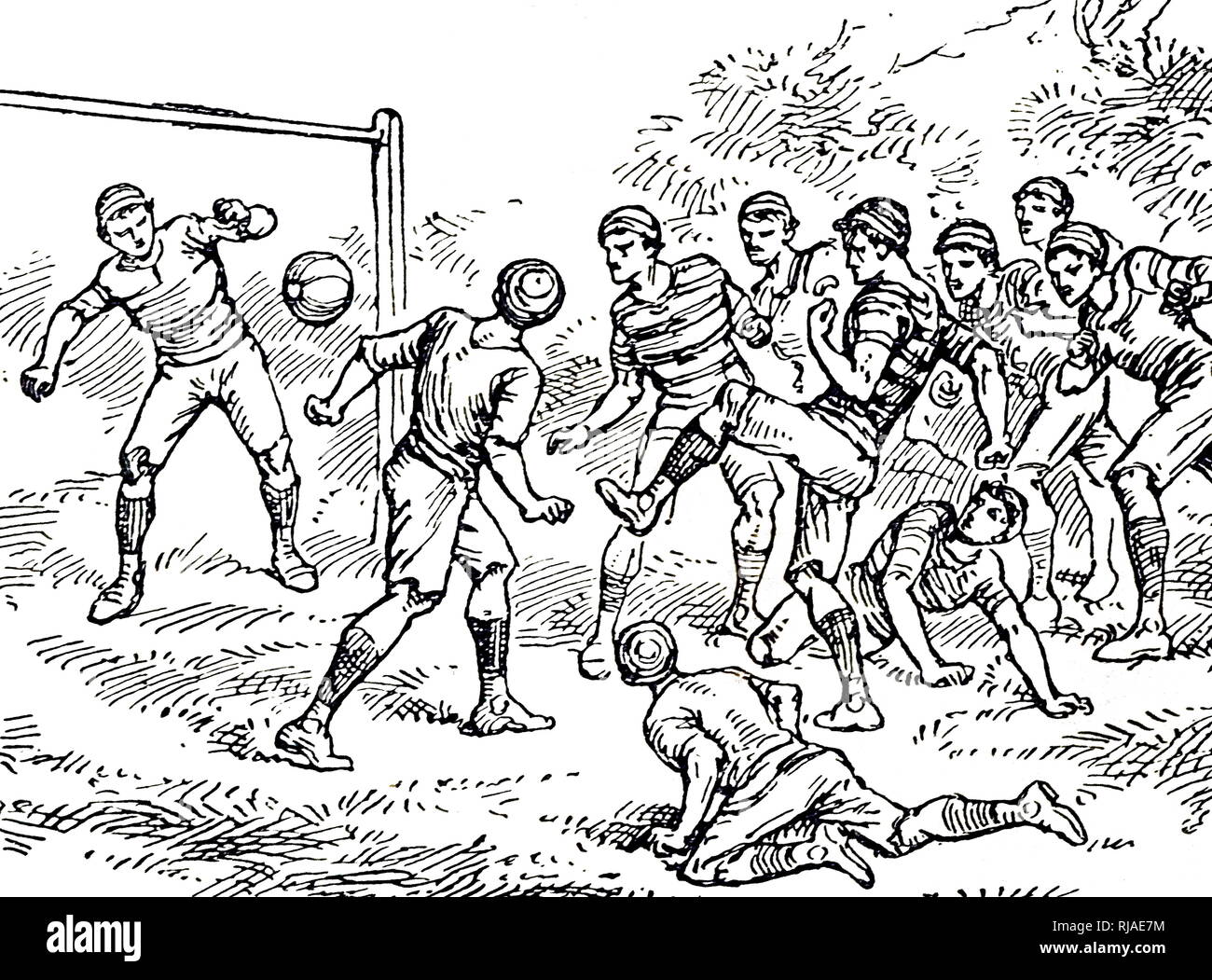 Abbildung: ein Spiel Fußball. 1895 Stockfoto