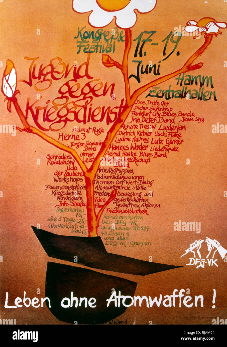 1983, Anti-AKW-Krieg, Poster vom Deutschen Ausschuss für Freiheit veröffentlicht. Stockfoto
