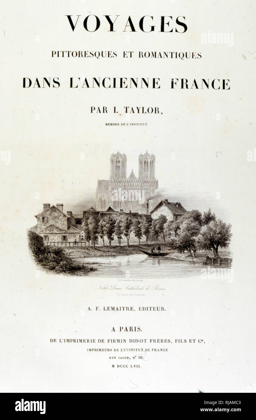 Titelseite Illustration und Text von 'Voyages pittoresques et Romantiques" (malerische und romantische Reisen im alten Frankreich), von Isidore Taylor, (Baron Taylor) 1857. Stockfoto