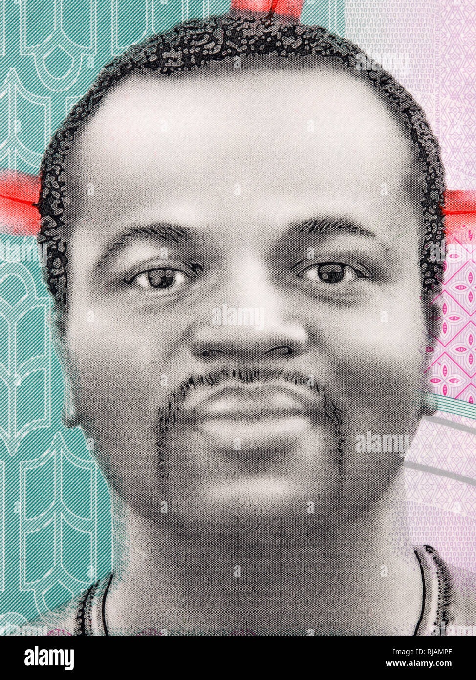Mswati III, ein Porträt von Swazi Geld Stockfoto