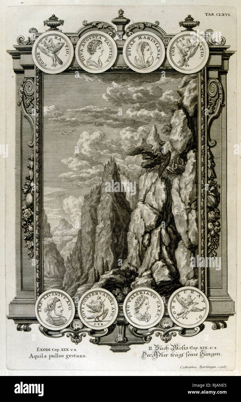 Zeus symbolisiert wie ein Adler; vom Körperbau sacree, ou histoire naturelle de la-Bibel, 1732-1737, von Johann Jakob Scheuchzer (1672-1733), ein Schweizer Gelehrter in Zürich geboren Stockfoto