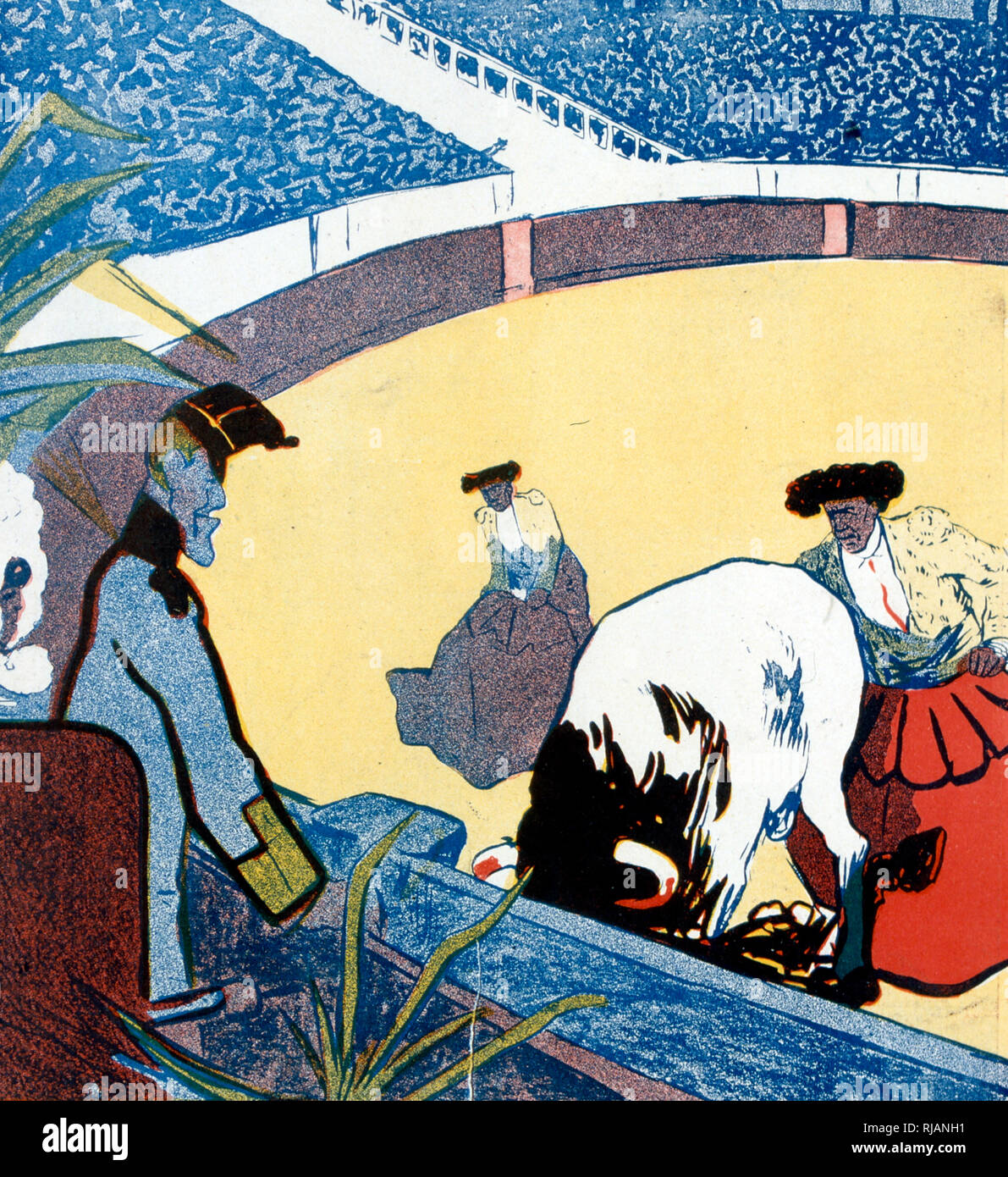 Karikatur der Ehe der spanischen König Alfonso XIII, 1906, Illustration von "L'Assiette au Beurre", eine illustrierte Französische wöchentliche satirische Zeitschrift mit anarchistischen politischen Überzeugungen, die sich hauptsächlich zwischen 1901 und 1912 produziert wurde. Alfonso XIII (1886 - 1941), war König von Spanien von 1886 bis zur Ausrufung der Zweiten Republik im Jahre 1931. Victoria Eugénie von Battenberg (1887-1969) war die Ehefrau von Alfonso und Enkelin von Königin Victoria von Großbritannien. Stockfoto