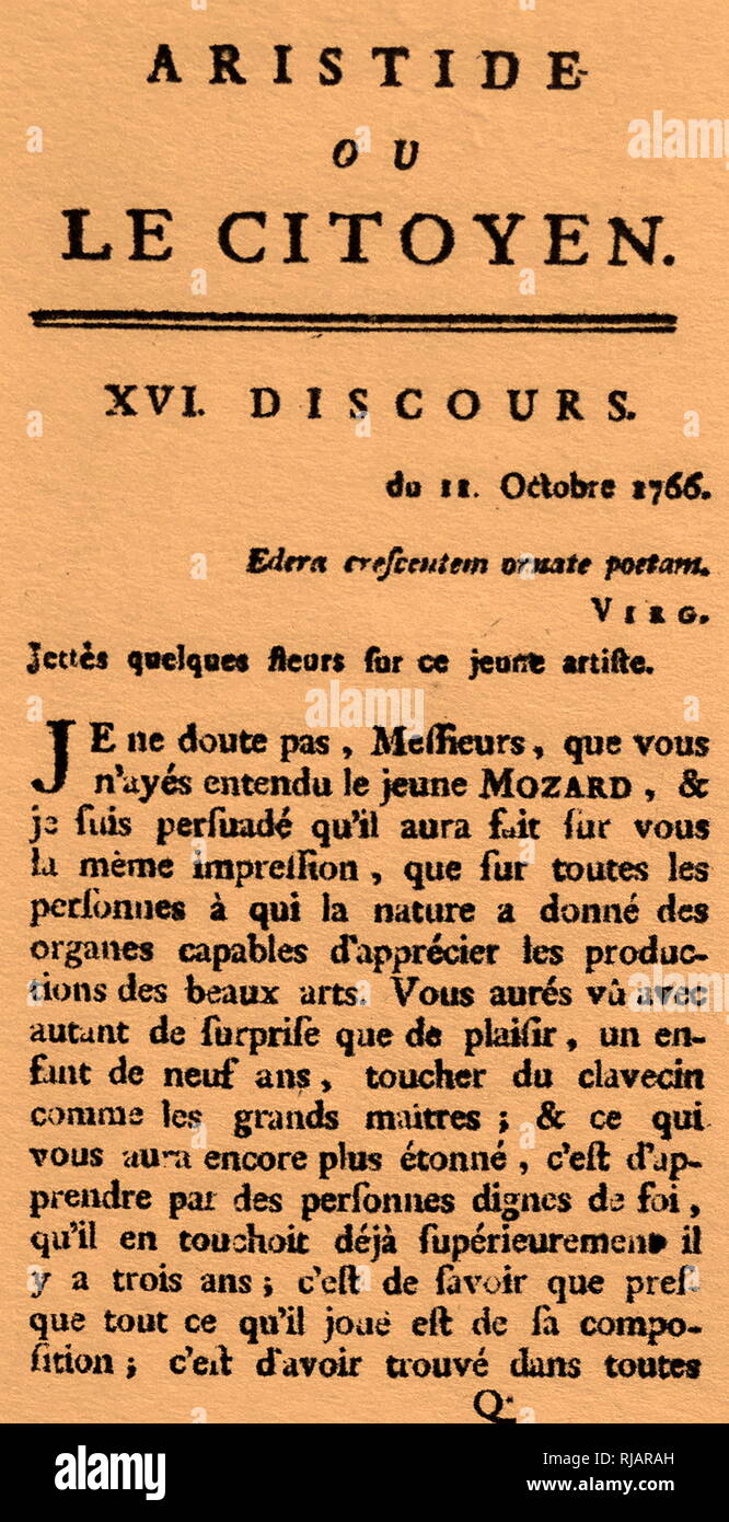 Aristide ou le Citoyen (Aristide oder der Bürger), (1766-1767). von André David Samuel Auguste Tissot (1728 - 13. Juni 1797) war ein bemerkenswerter aus dem 18. Jahrhundert Schweizer Arzt. Stockfoto