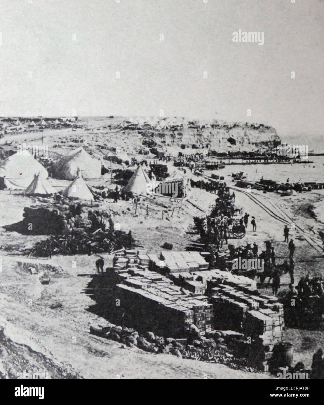 Die Landung am Kap Helles (Seddülbahir Çıkarması), war Teil des amphibischen Invasion der Halbinsel Gallipoli von britischen und französischen Streitkräfte am 25. April 1915 während des Ersten Weltkriegs Stockfoto
