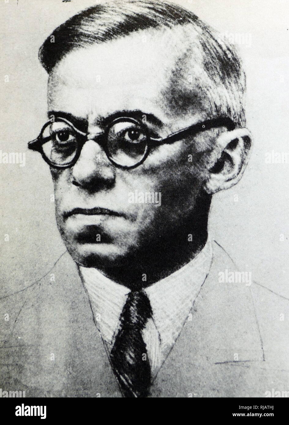 Ze'ev Jabotinsky, (1880-1940) war ein russisch-jüdischen Revisionistische zionistische Führer, Autor, Dichter, Redner, Soldat und Gründer der Jüdischen Selbstverteidigung Organisation in Odessa. Mit Joseph Trumpeldor war er an der Gründung der jüdischen Legion der Britischen Armee im Zweiten Weltkrieg. Später gründete er verschiedene jüdische Organisationen im damaligen Palästina, einschließlich Beitar, HaTzohar und die Irgun Stockfoto