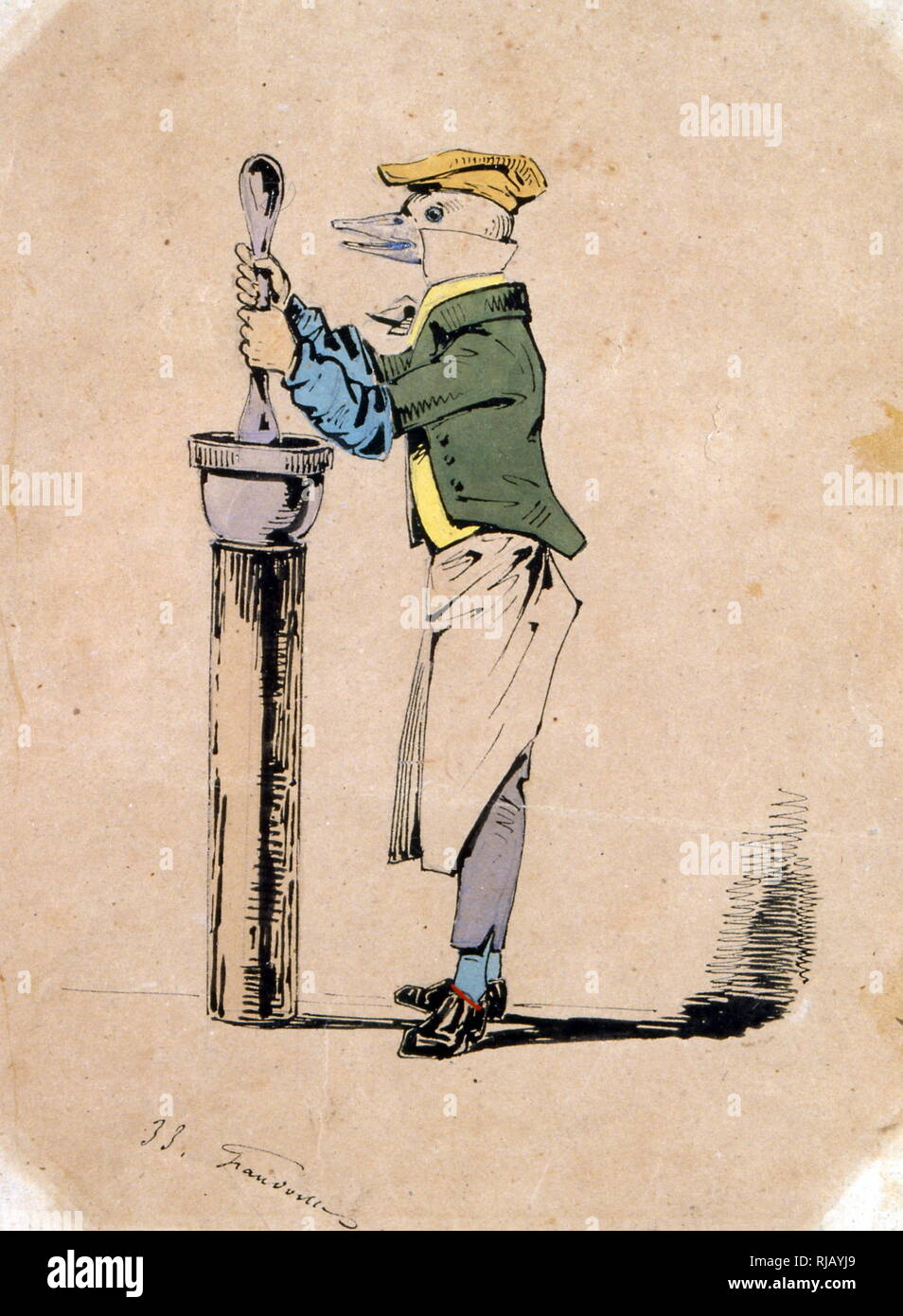 Der Apotheker, 1840 von Jean Ignace Isidore Gérard (1803-1847), bekannt unter dem Pseudonym von Jean-Jacques oder J.J.Grandville, war ein französischer Karikaturist. Stockfoto