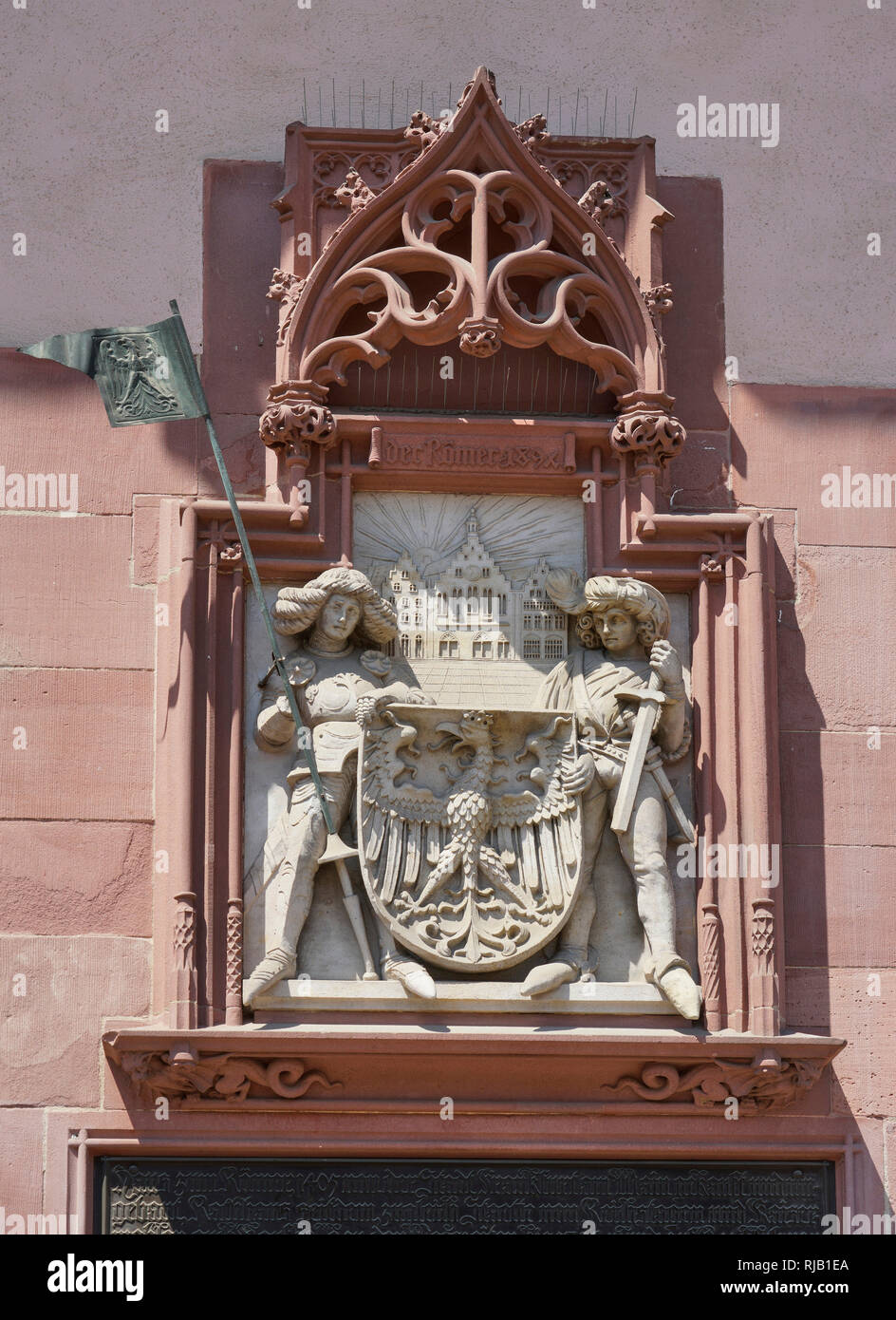 Deutschland, Hessen, Frankfurt am Main, RÃ¶mer, Stadt Arme am historischen Rathaus Stockfoto
