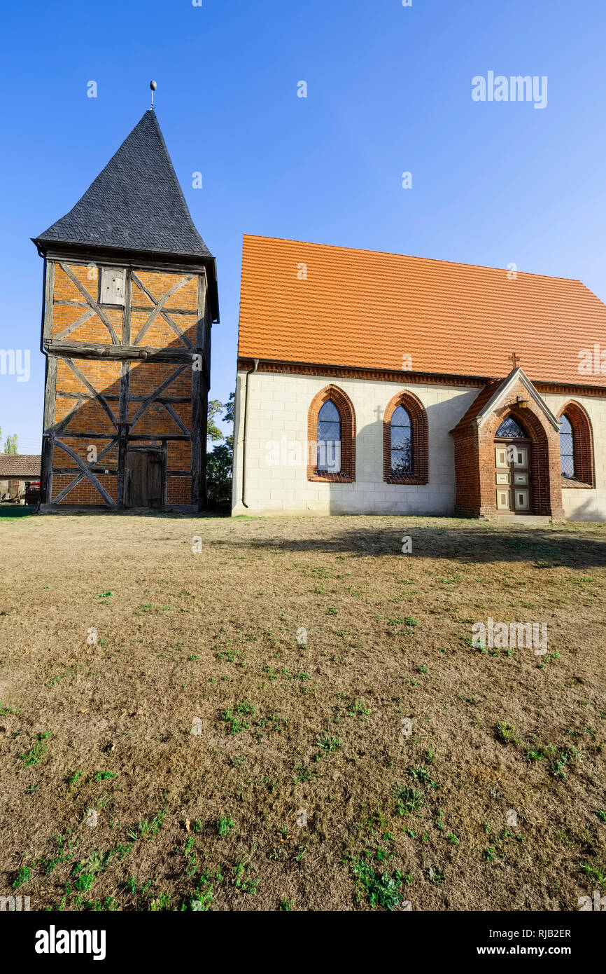 Kirche in der Nähe von Sargleben Karstaedt (Prignitz), Brandenburg, Deutschland Stockfoto