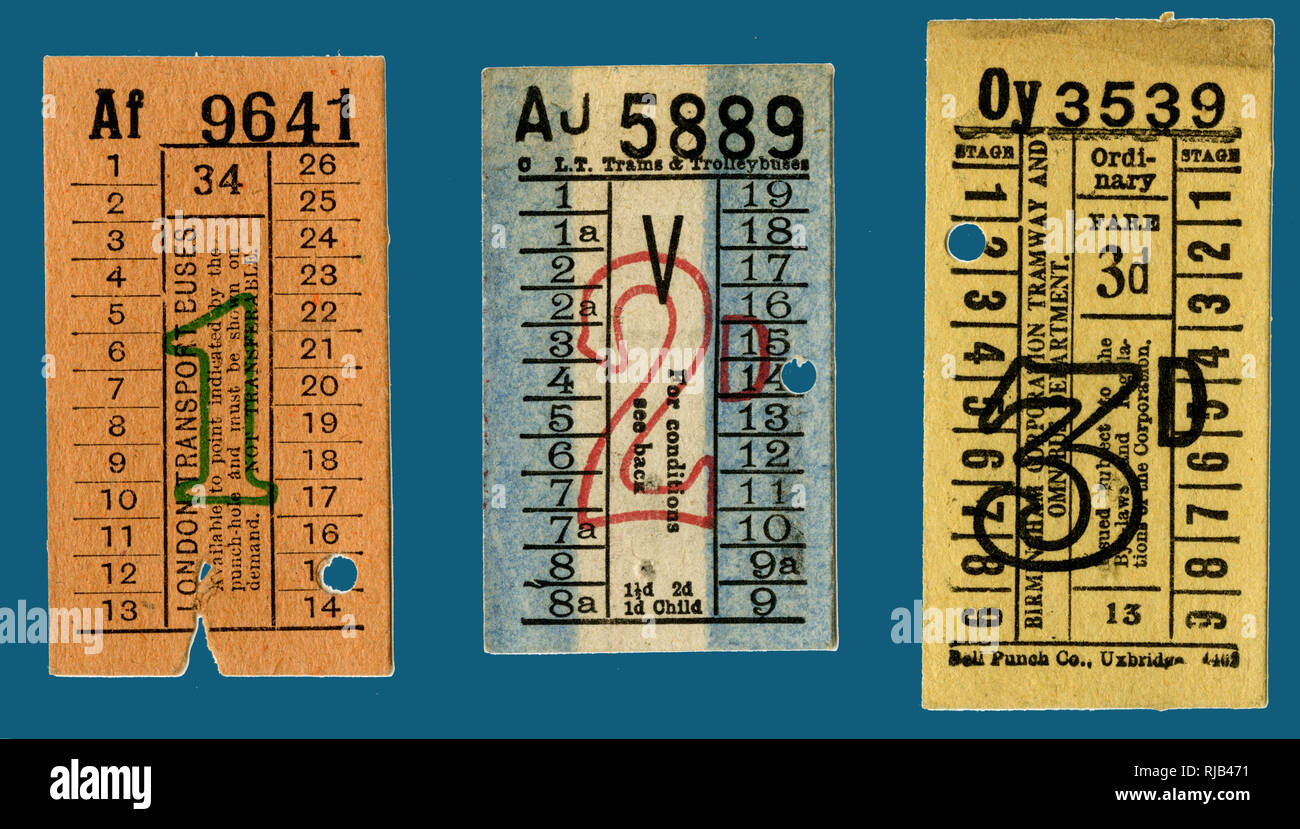 LONDON TRANS. TICKETS -1 Stockfoto