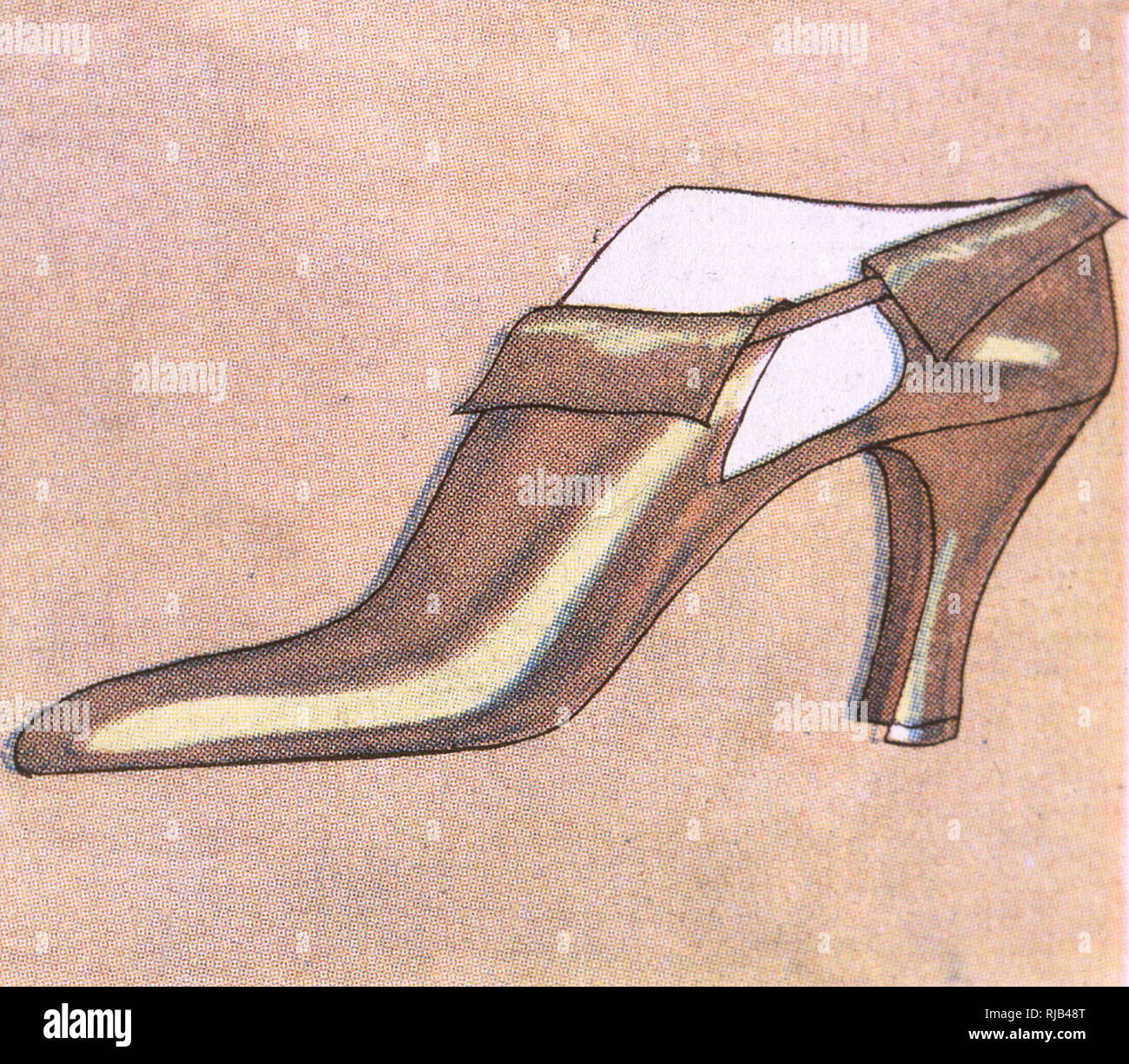 Brown's Frau Schuh mit hohem Absatz, öffnen Sie die Seite, hoher Rist &  zurück, die über ähnlich, die Schuhe der späten C 17. gefaltet wird  Stockfotografie - Alamy