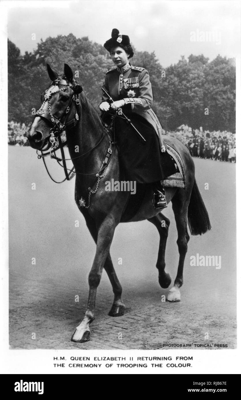 Königin Elisabeth II., Trooping the Colour Stockfoto