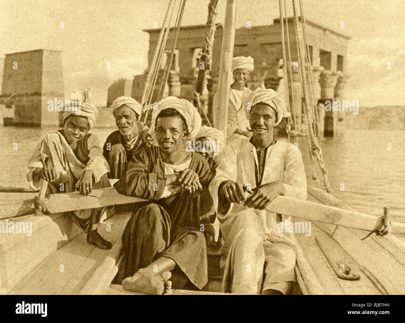 Galere Rudern Berberin Boatters rudern in einer Galeere, bei Philae, Ägypten ...
