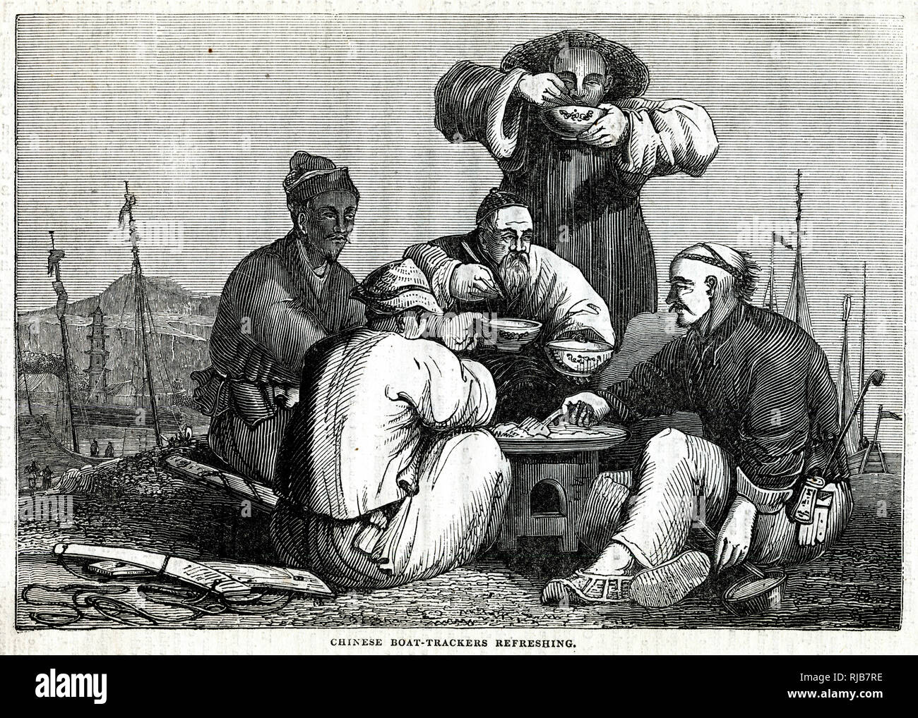 Chinesische Bootsortungsgeräte erfrischend 1837 Stockfoto