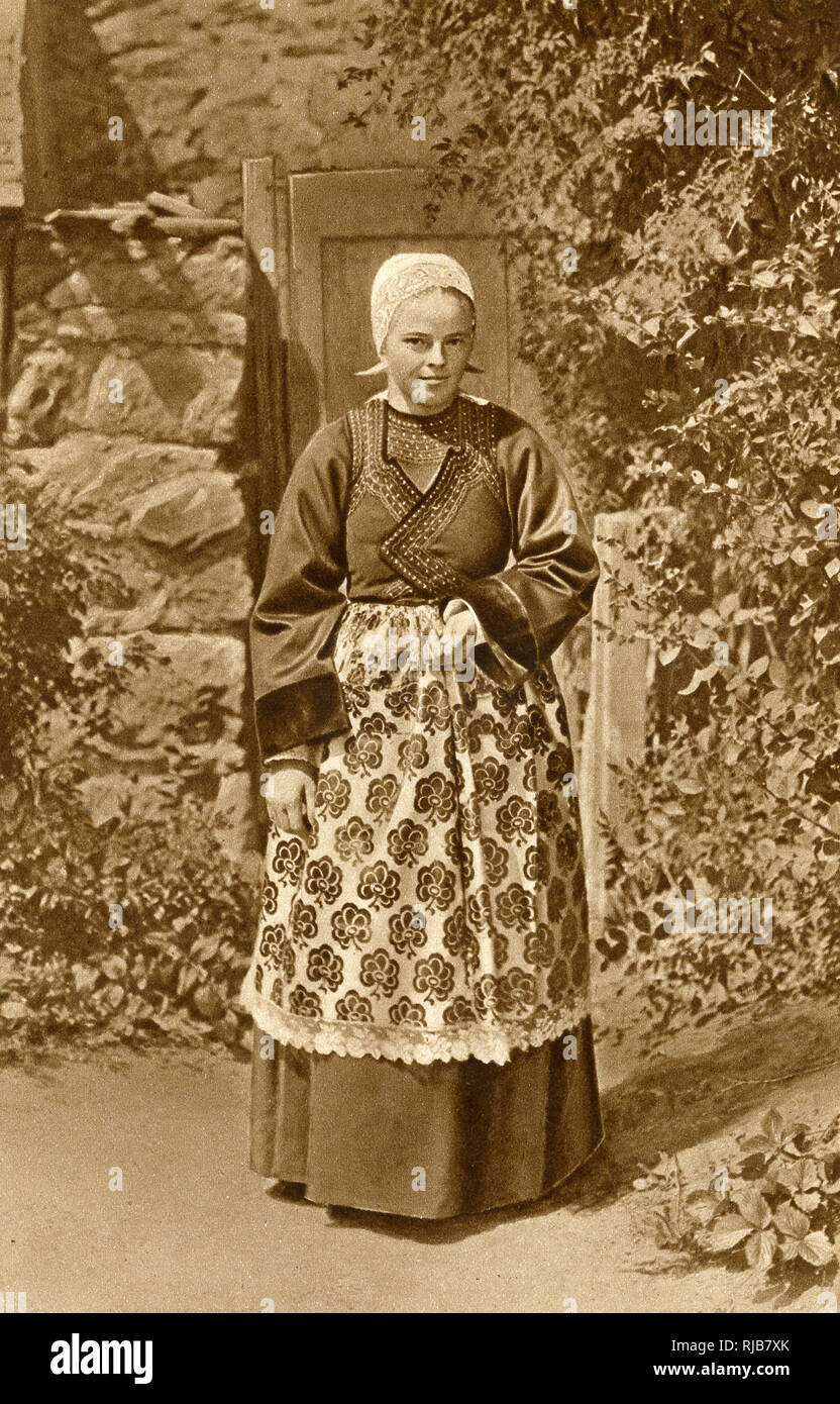 Breton Woman in Douarnenez, Bretagne, Nordfrankreich Stockfoto