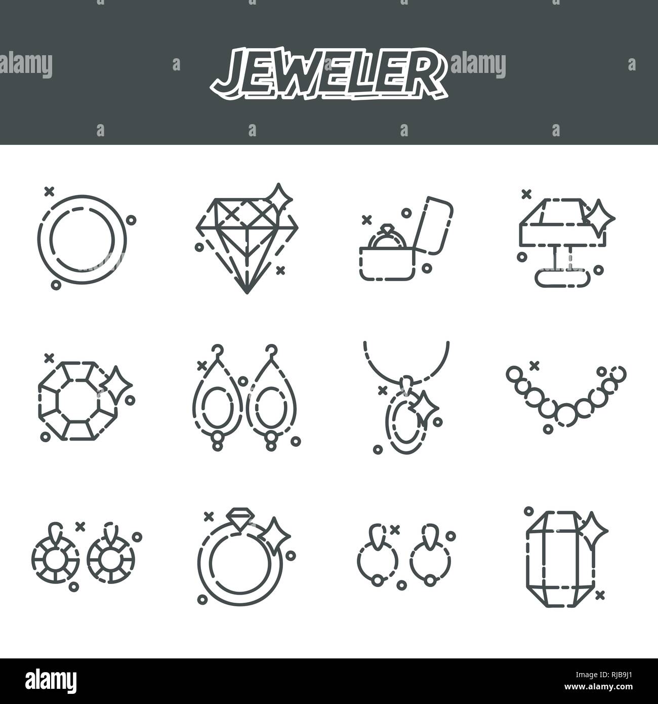 Juwelier Symbole gesetzt. Vector Illustration EPS 10. Stock Vektor