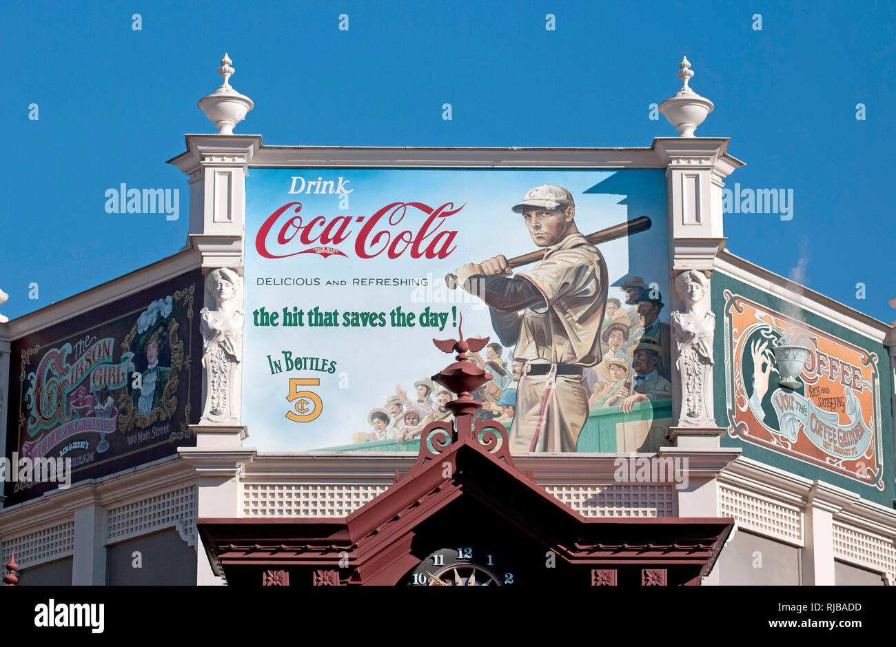 Retro Coco-Cola Zeichen in Disneyland, Paris, Frankreich. Stockfoto