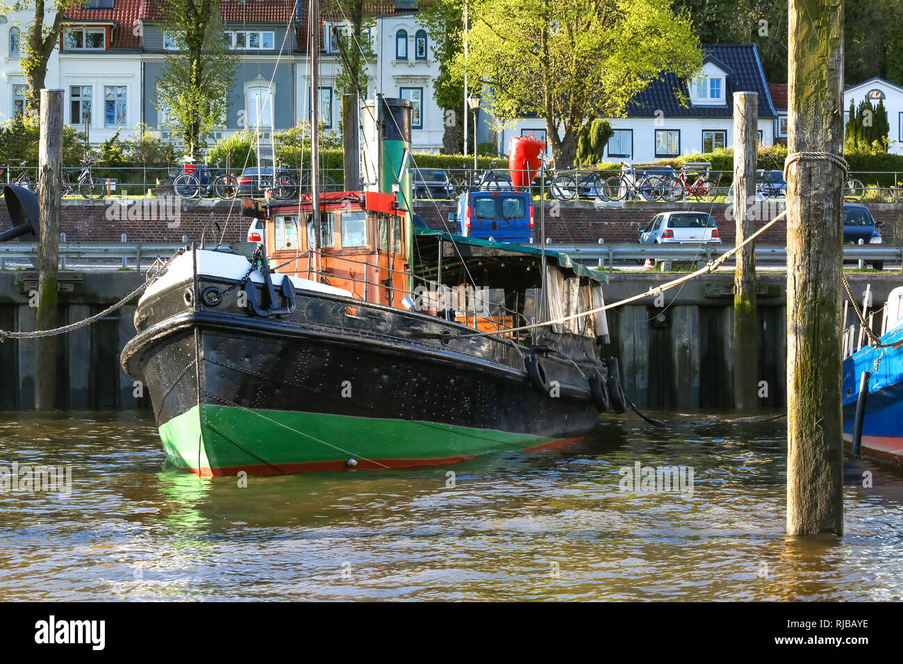 Historische steamboat in Hamburg Oevelgoenne Stockfoto