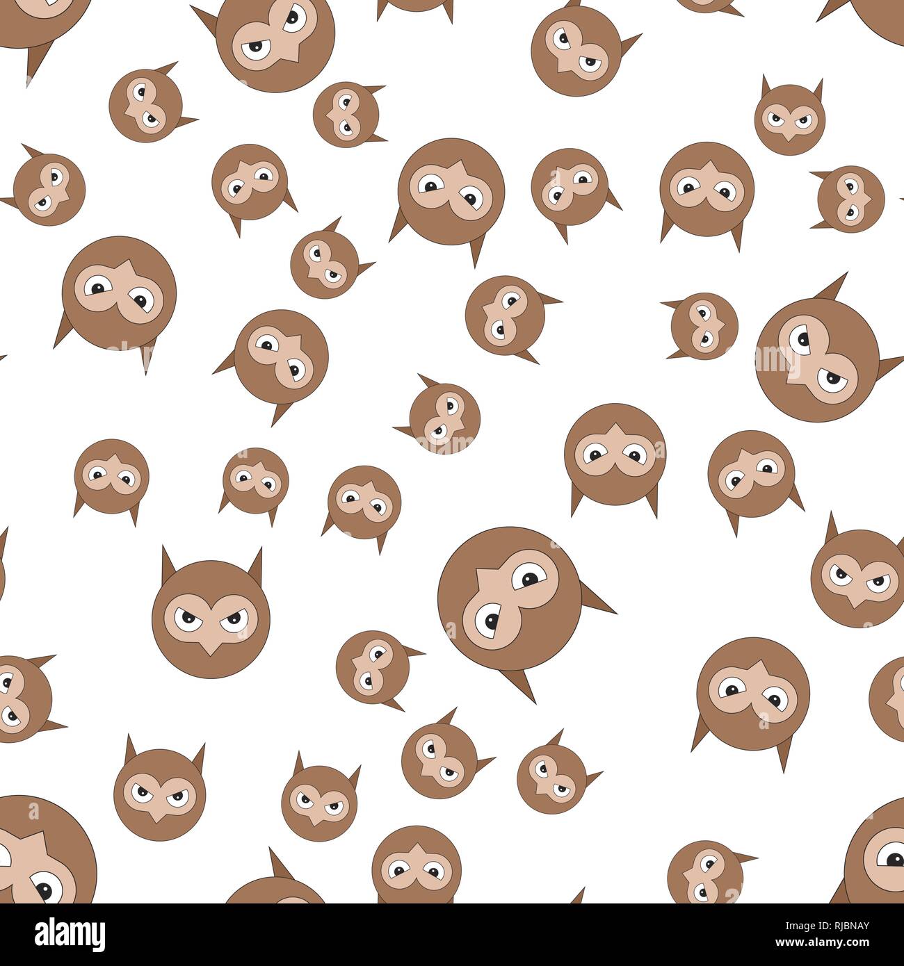 Nahtlose Muster der Eulen Kopf. Vector Illustration im Cartoon Stil. Stock Vektor