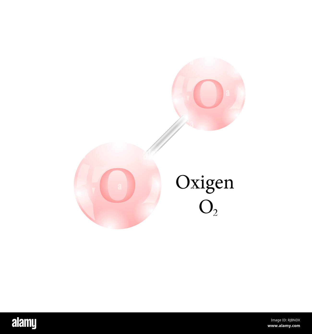 Molekül Sauerstoff. Chemisches Element des Periodensystems. Stockfoto